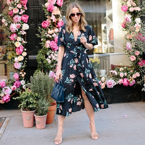 Nicholas Piper Floral Silk Midi Dress NWT - Picture 1 of 8